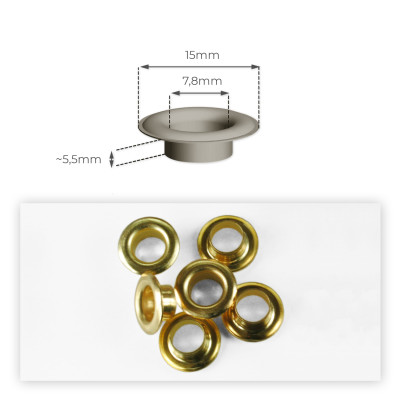 7,8мм, злато, железни капси с шайба